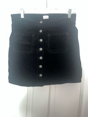 Sneak Peek Black Button-Front Corduroy Mini Skirt